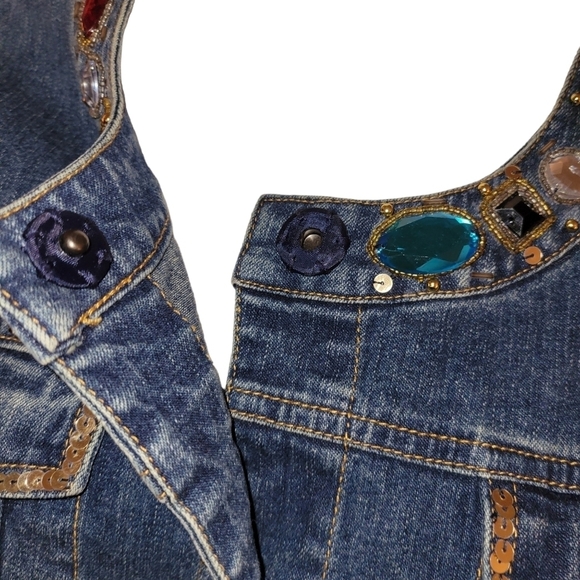 Vintage Berek by Takako Sakon Bejeweled Jean Jacket L - Picture 4 of 5